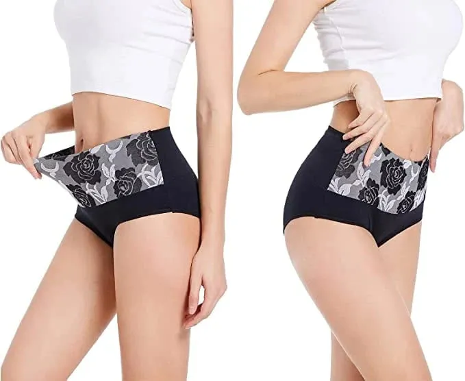 💓Last Day Promotion-SAVE 49% OFF🔥Cotton High Waist Tummy Control Leak proof Panties Rose Jacquard Ladies Panty