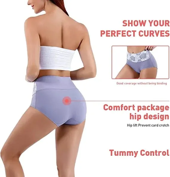 💓Last Day Promotion-SAVE 49% OFF🔥Cotton High Waist Tummy Control Leak proof Panties Rose Jacquard Ladies Panty