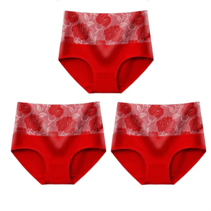 💓Last Day Promotion-SAVE 49% OFF🔥Cotton High Waist Tummy Control Leak proof Panties Rose Jacquard Ladies Panty