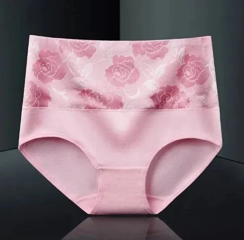 💓Last Day Promotion-SAVE 49% OFF🔥Cotton High Waist Tummy Control Leak proof Panties Rose Jacquard Ladies Panty