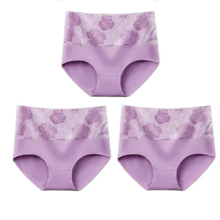 💓Last Day Promotion-SAVE 49% OFF🔥Cotton High Waist Tummy Control Leak proof Panties Rose Jacquard Ladies Panty