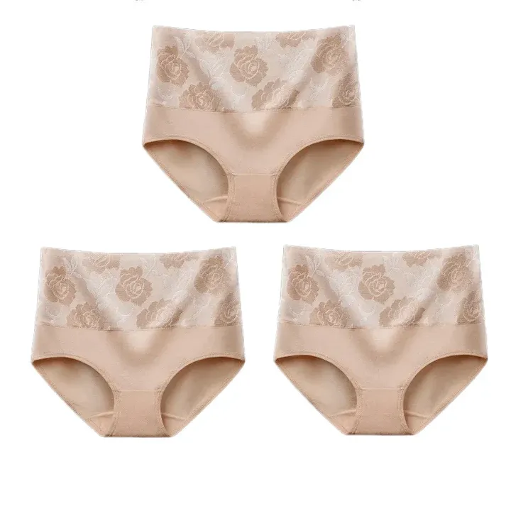 💓Last Day Promotion-SAVE 49% OFF🔥Cotton High Waist Tummy Control Leak proof Panties Rose Jacquard Ladies Panty