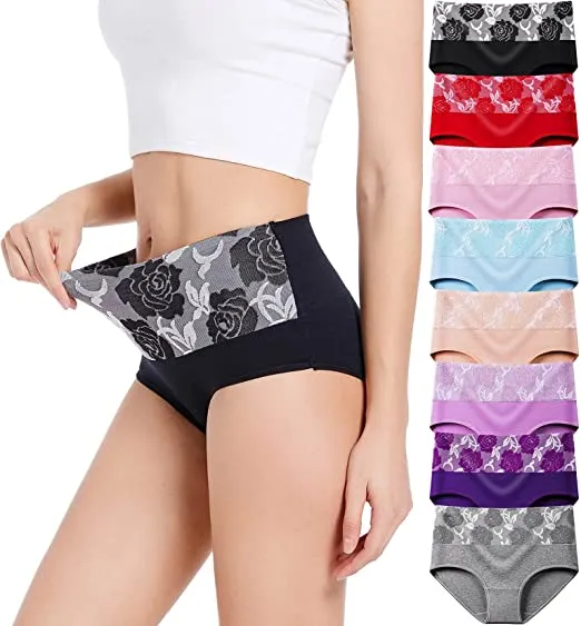 💓Last Day Promotion-SAVE 49% OFF🔥Cotton High Waist Tummy Control Leak proof Panties Rose Jacquard Ladies Panty