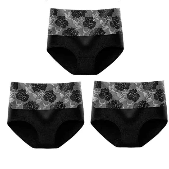 💓Last Day Promotion-SAVE 49% OFF🔥Cotton High Waist Tummy Control Leak proof Panties Rose Jacquard Ladies Panty