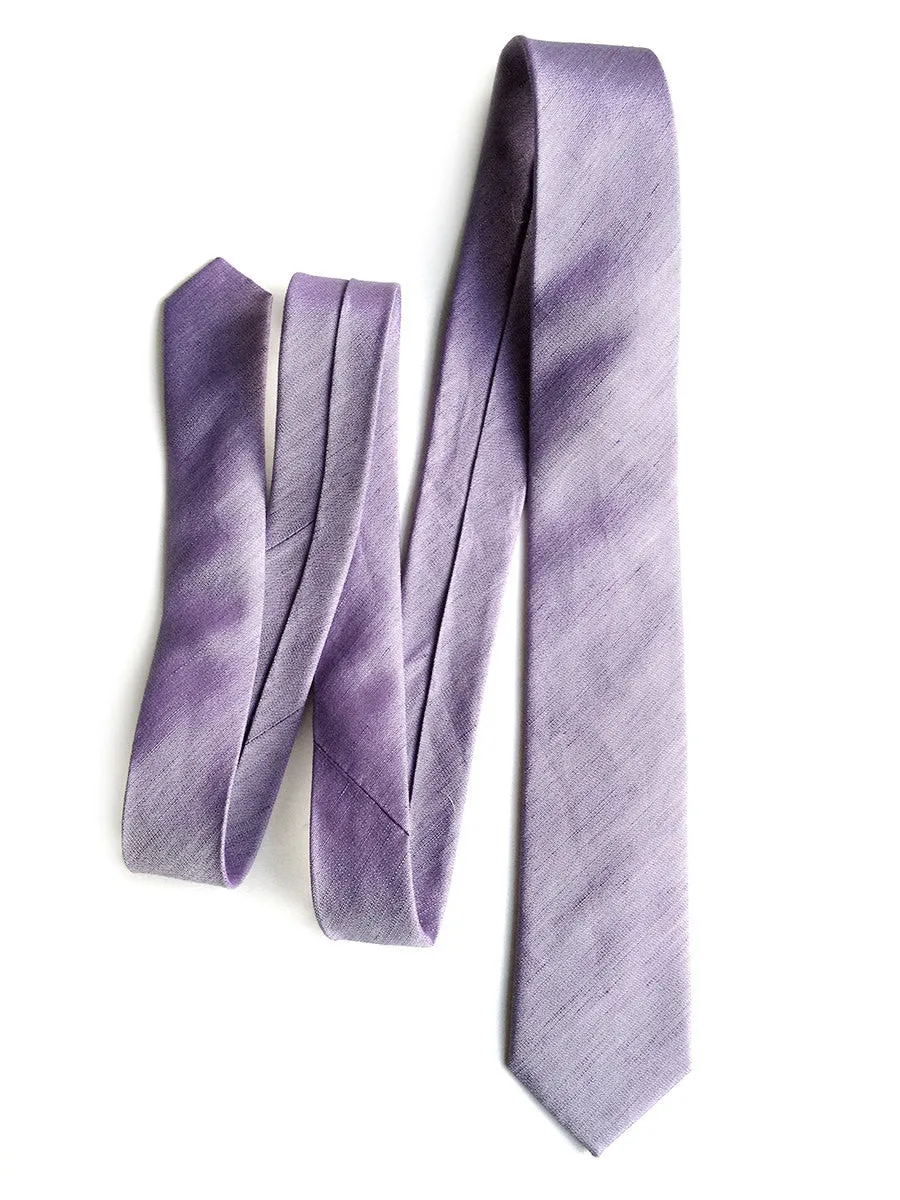 Lavender Linen Necktie. Solid Color Tie, Purple Gang