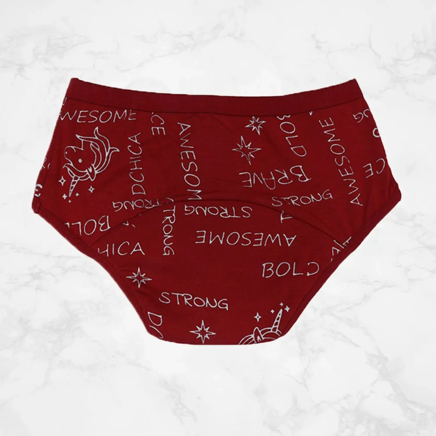 Leakproof & Reusable Metallic Maroon Period Underwear For Teenager Girls & Womens With Antimicrobial Lining | No Pad Needed