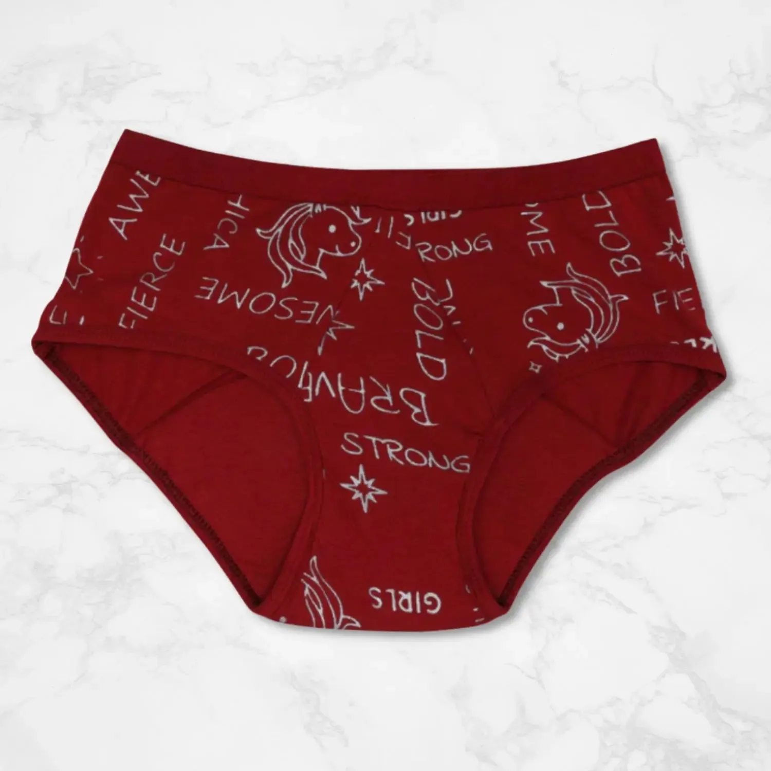 Leakproof & Reusable Metallic Maroon Period Underwear For Teenager Girls & Womens With Antimicrobial Lining | No Pad Needed