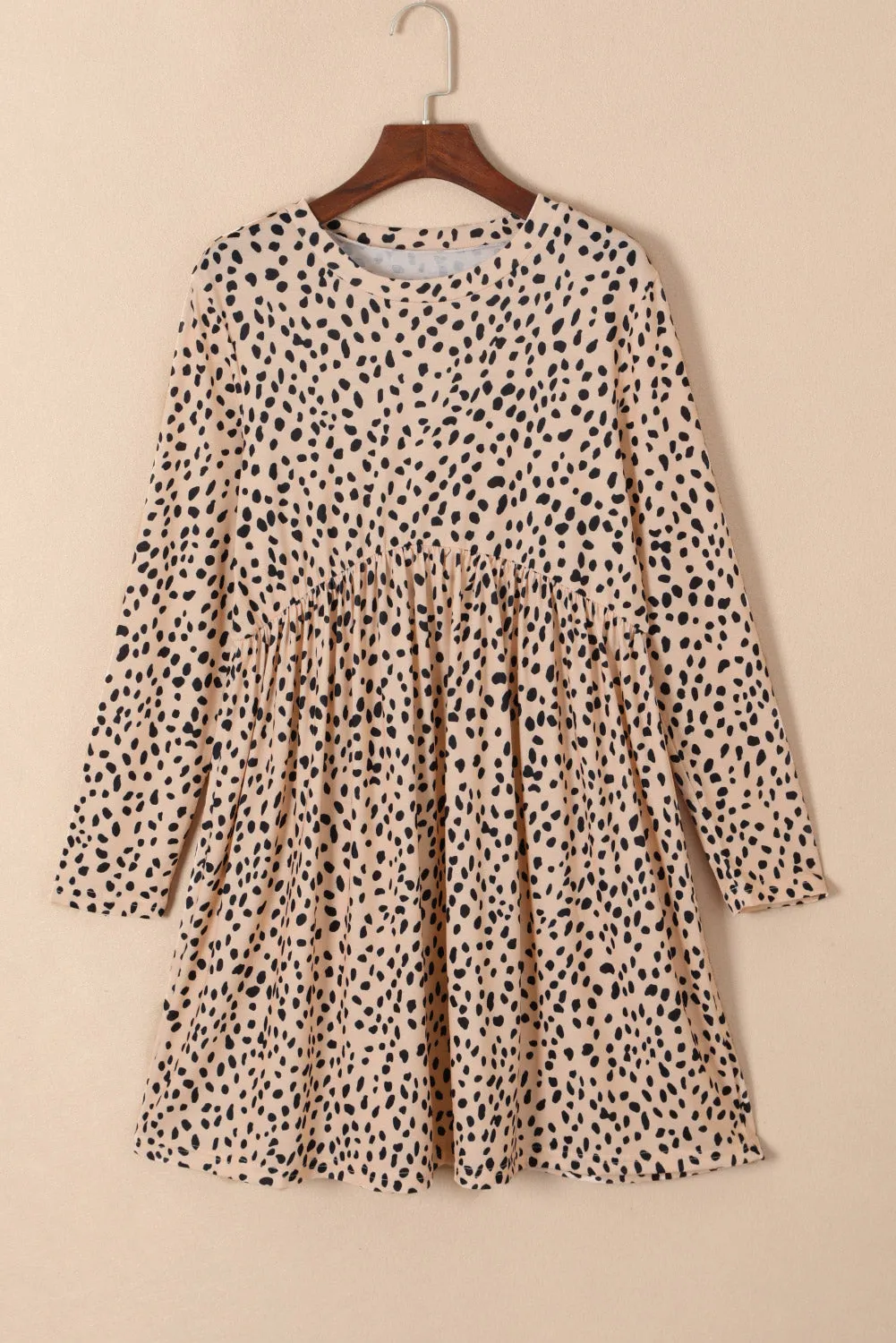 Leopard Long Sleeve Babydoll Dress