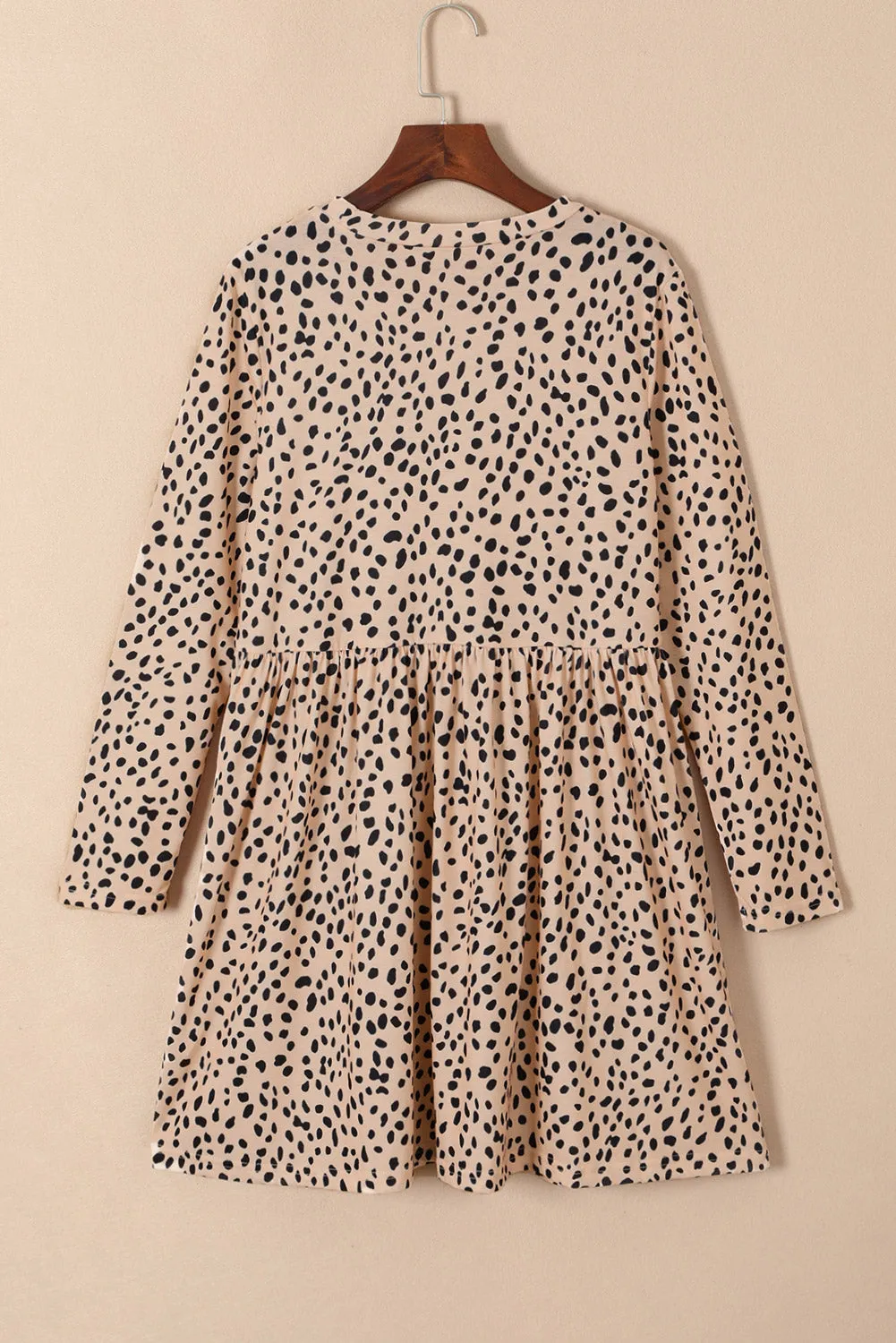 Leopard Long Sleeve Babydoll Dress