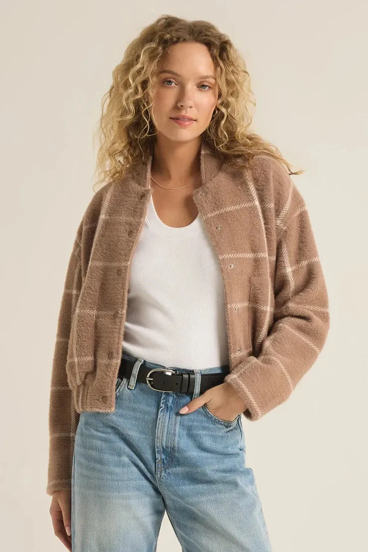 Lex Plaid Bomber Jacket - Heather Taupe