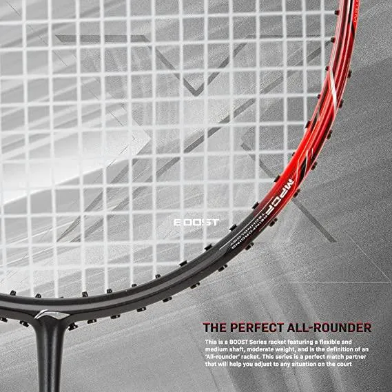 Li-Ning 3D Calibar X Boost Carbon Graphite Strung Racquet, 83 Grams, 30 Lbs String Tension and Free Full Cover | KIBI Sports