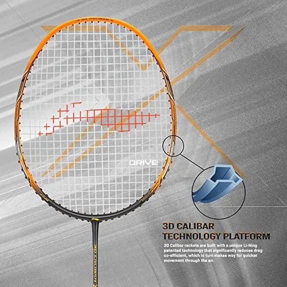 Li-Ning 3D Calibar X Boost Carbon Graphite Strung Racquet, 83 Grams, 30 Lbs String Tension and Free Full Cover | KIBI Sports