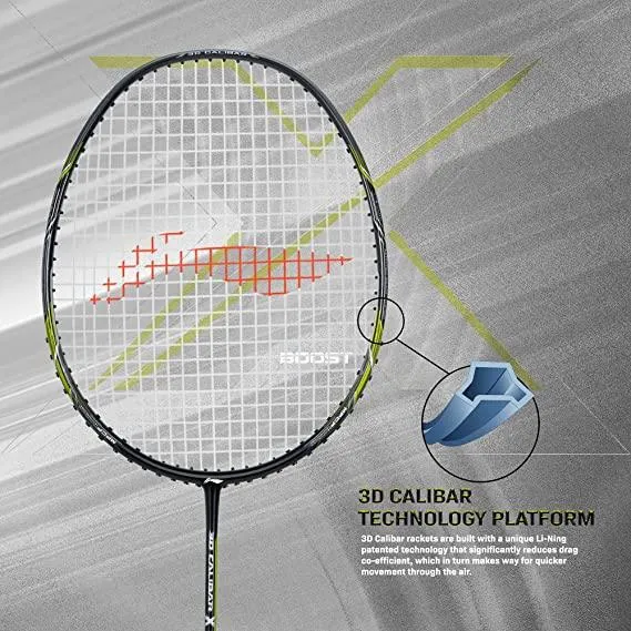 Li-Ning 3D Calibar X Combat Carbon Graphite Strung Racquets, 85 Grams, 30 Lbs String Tension and Free Full Cover | KIBI Sports