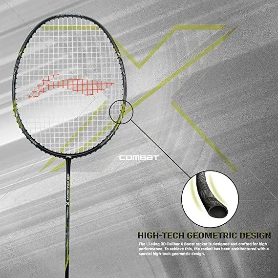 Li-Ning 3D Calibar X Combat Carbon Graphite Strung Racquets, 85 Grams, 30 Lbs String Tension and Free Full Cover | KIBI Sports