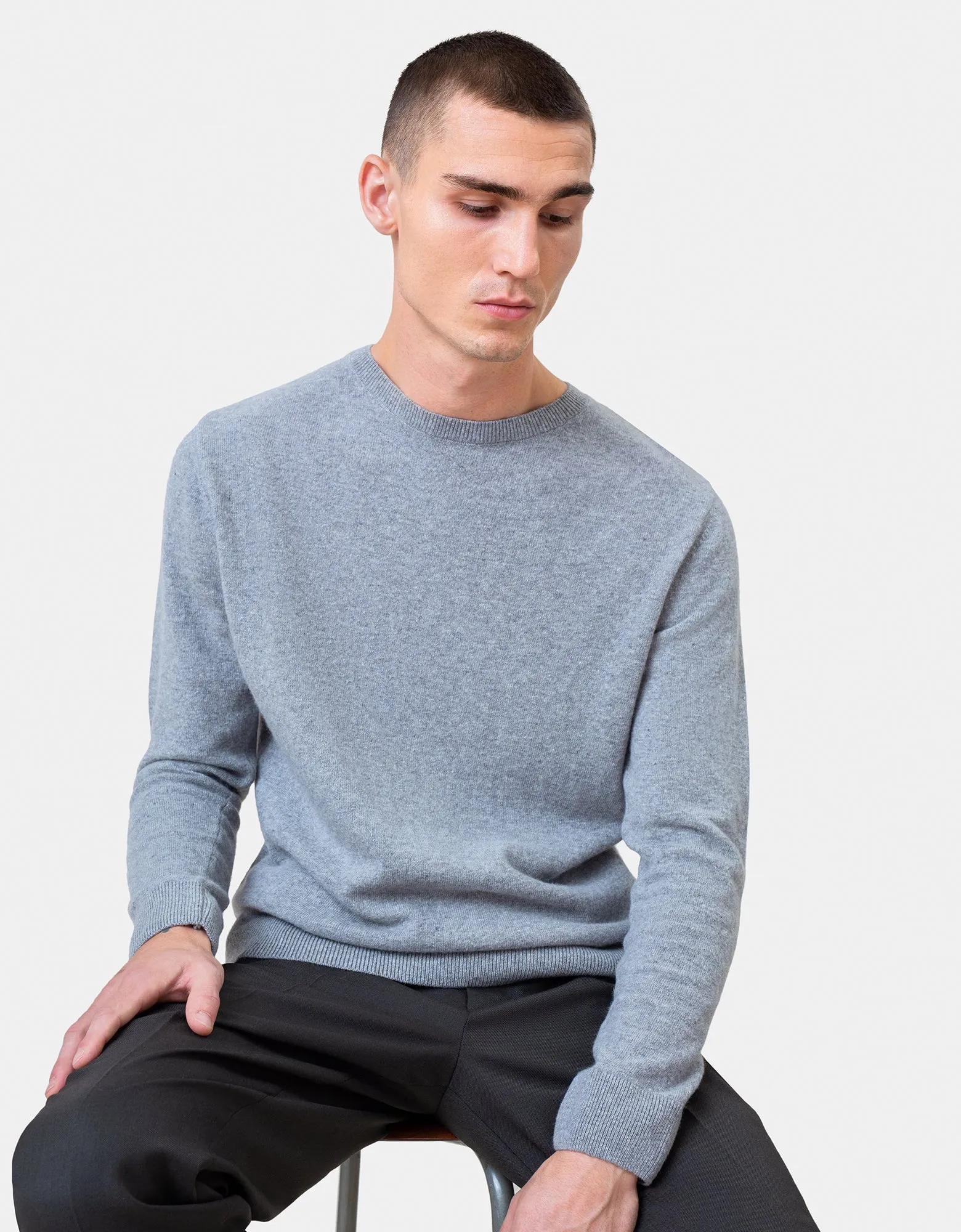 Light Merino Wool Crew - Deep Black