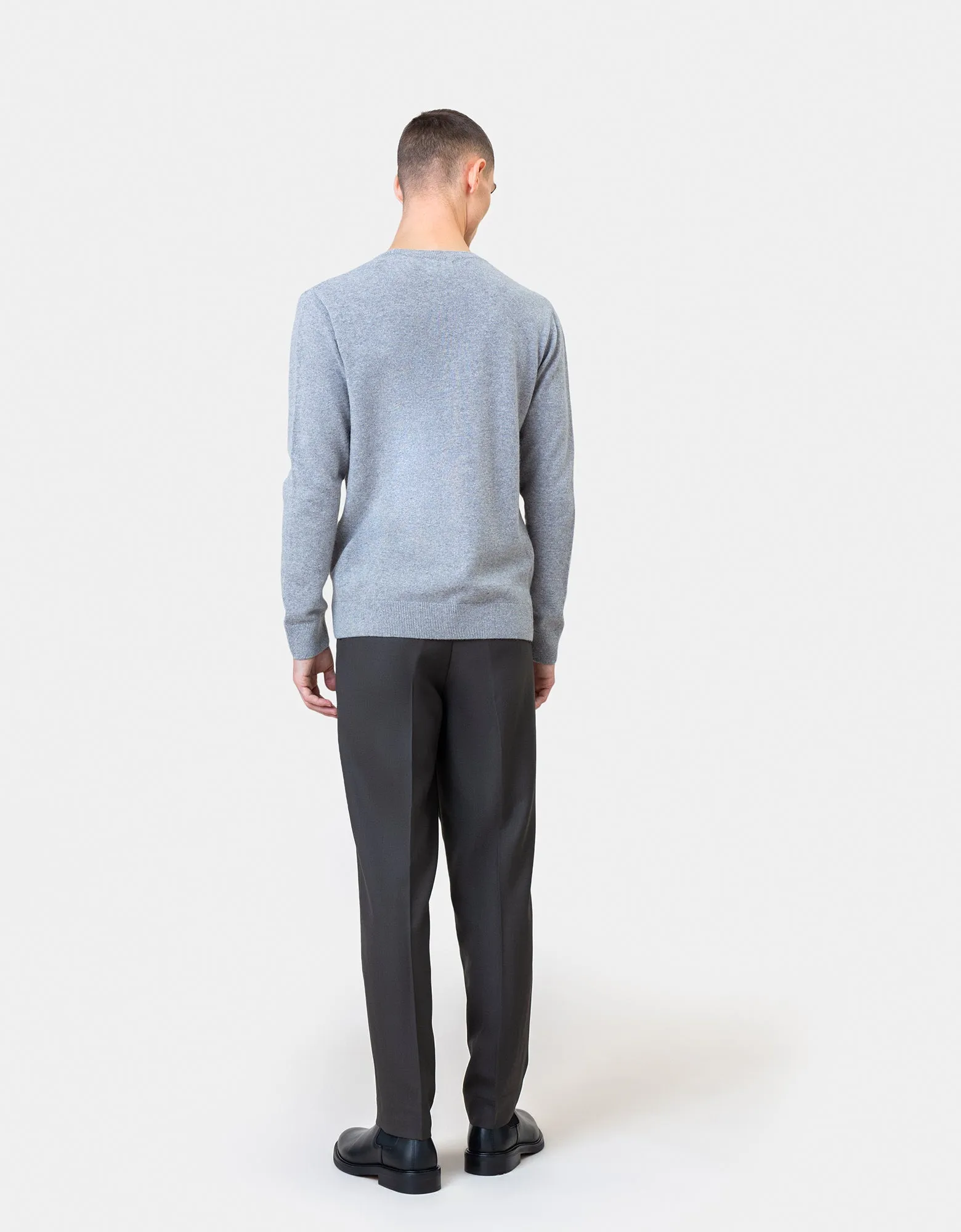 Light Merino Wool Crew - Deep Black