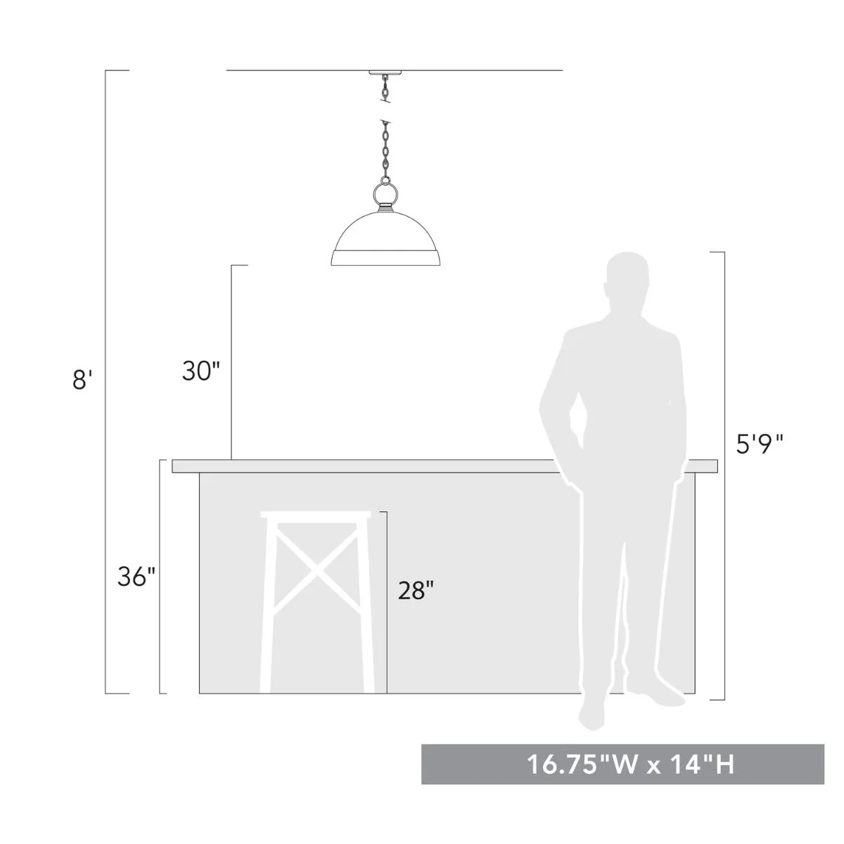 Lincoln 17 in. Pendant Light Copper Finish