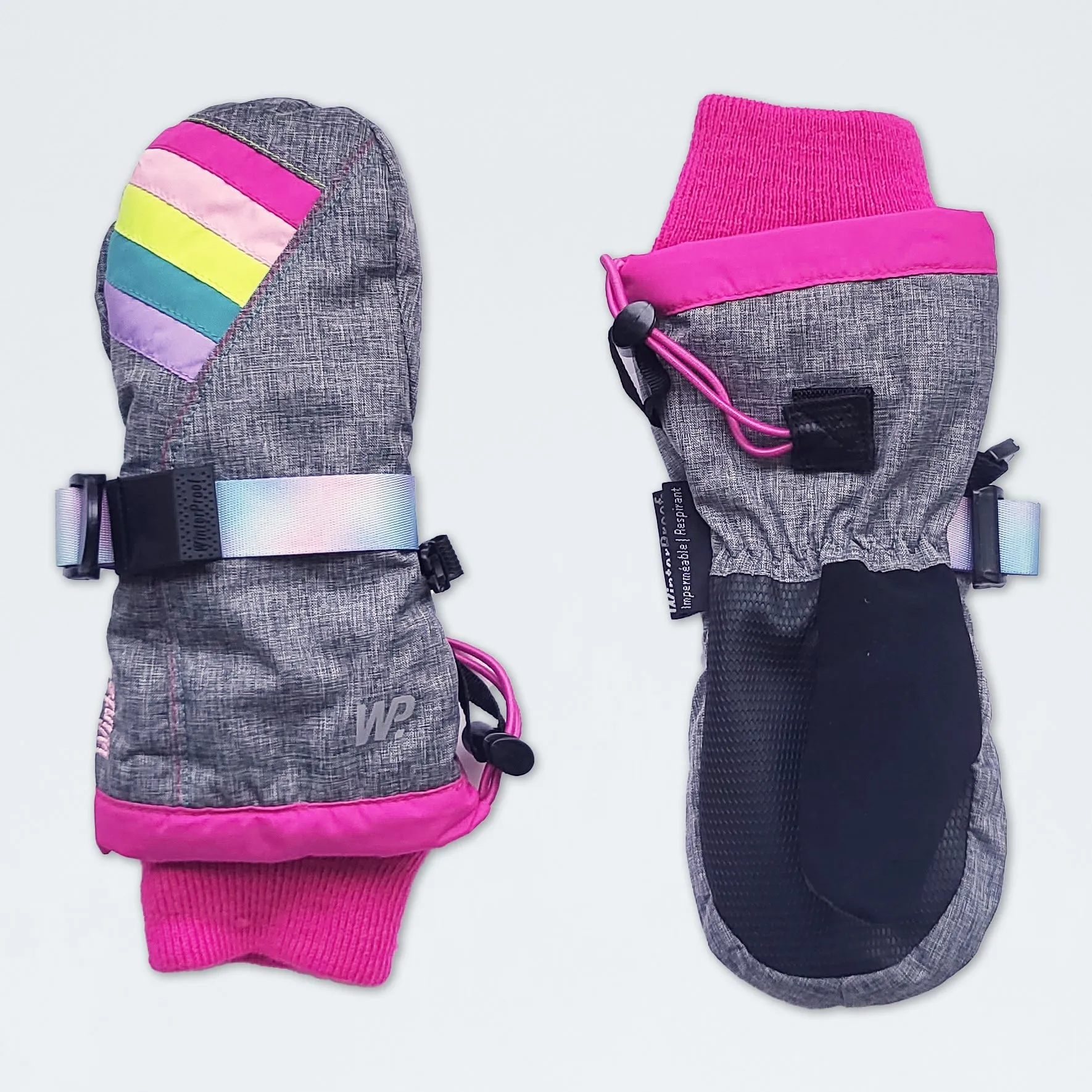 Little Girl's Grey Color Block Mittens