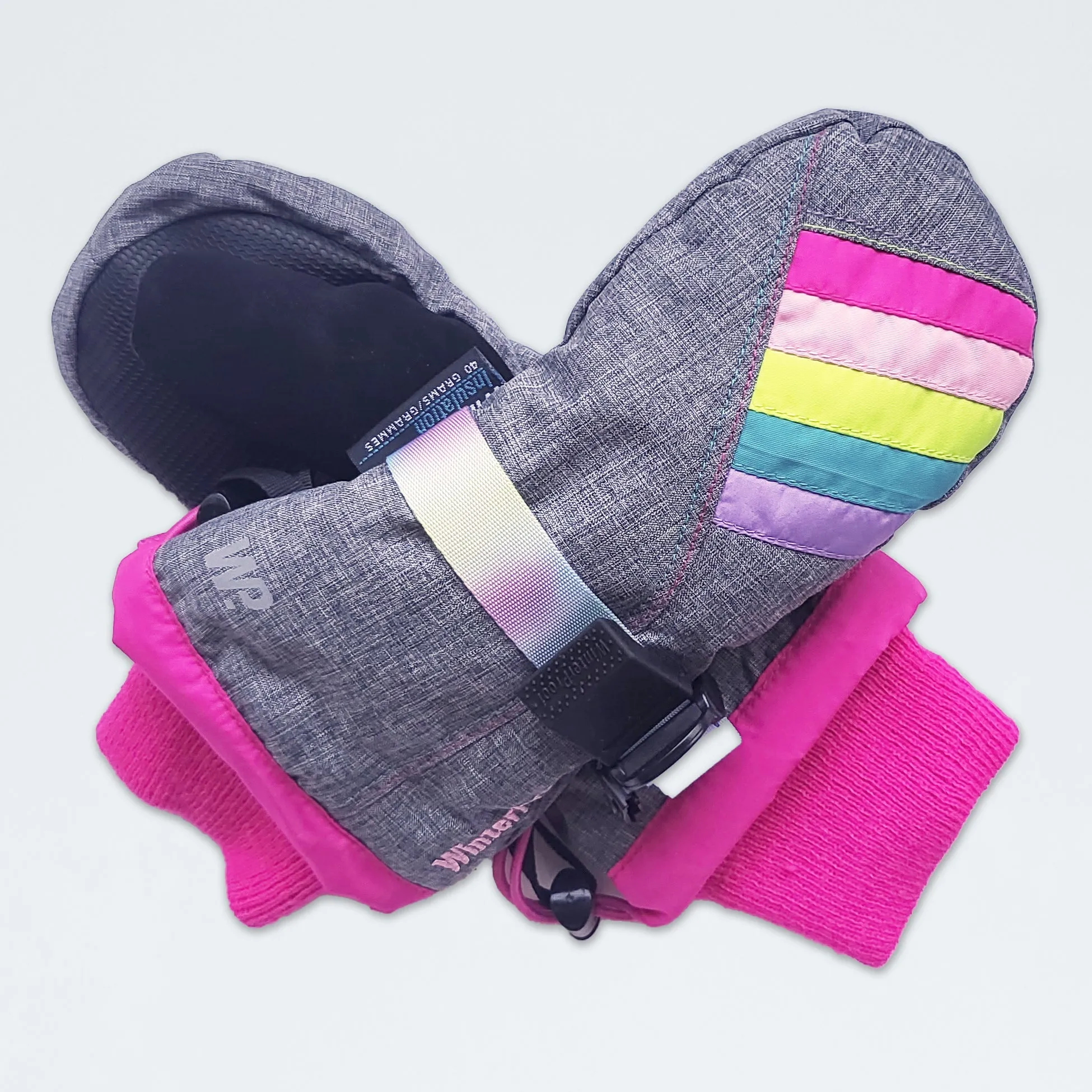 Little Girl's Grey Color Block Mittens