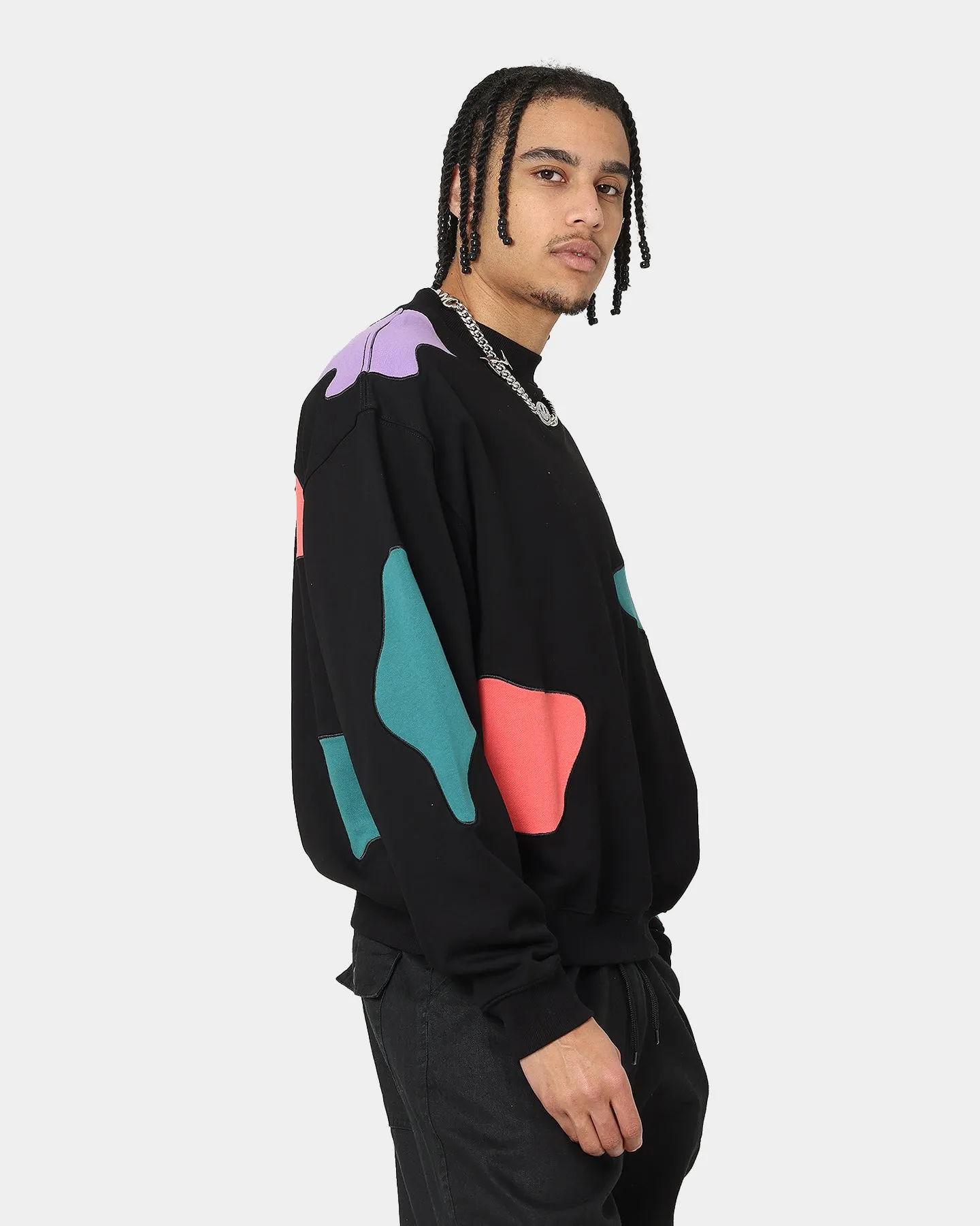 Loiter Inset Crewneck Black/Multi-Coloured