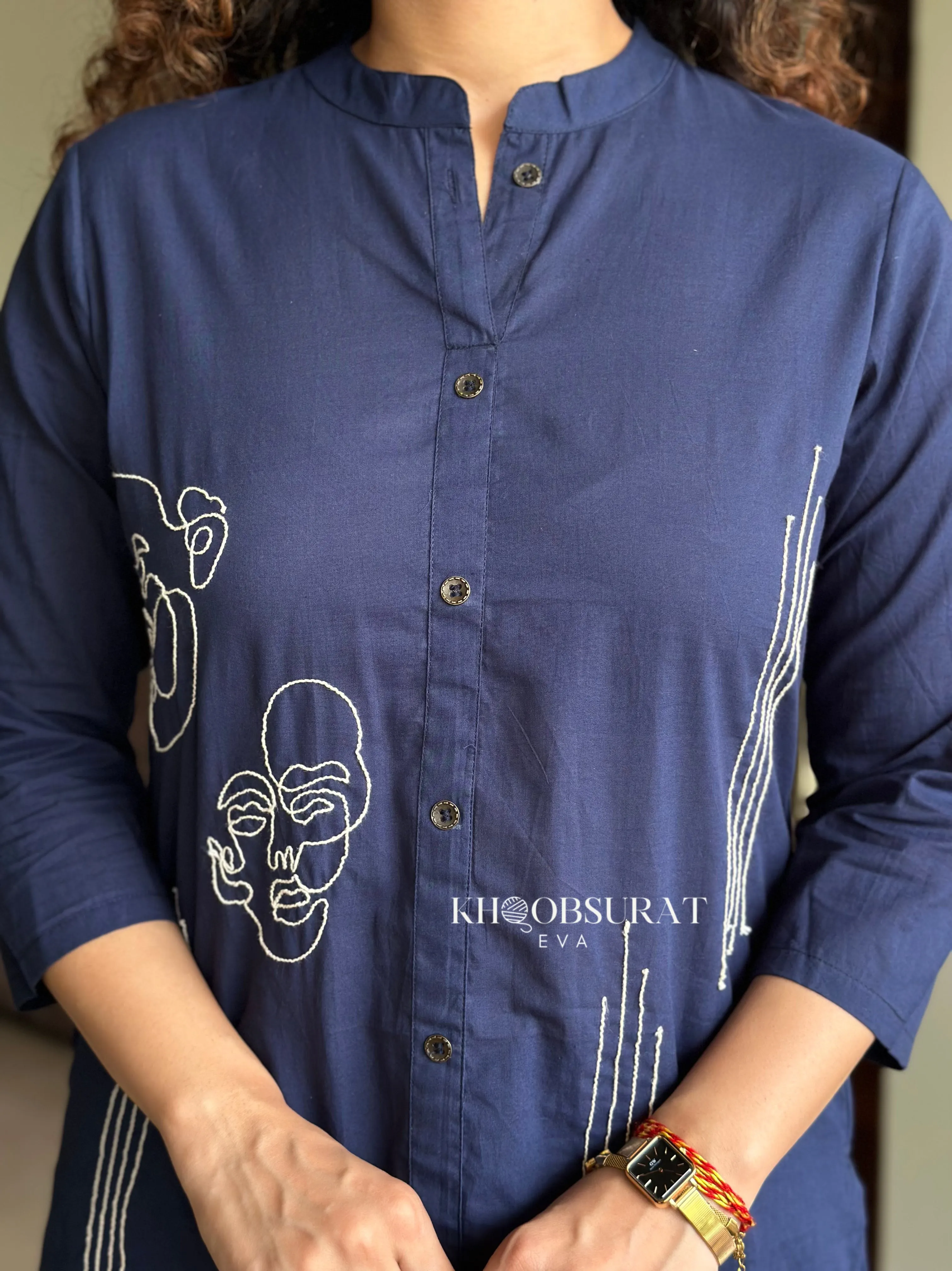 Lovebird Blue Cotton Kurta Set