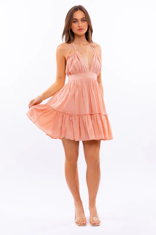 Lovers Night Halter Babydoll Tiered Dress