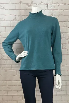 LS SHIRRED MOCK NECK TOP