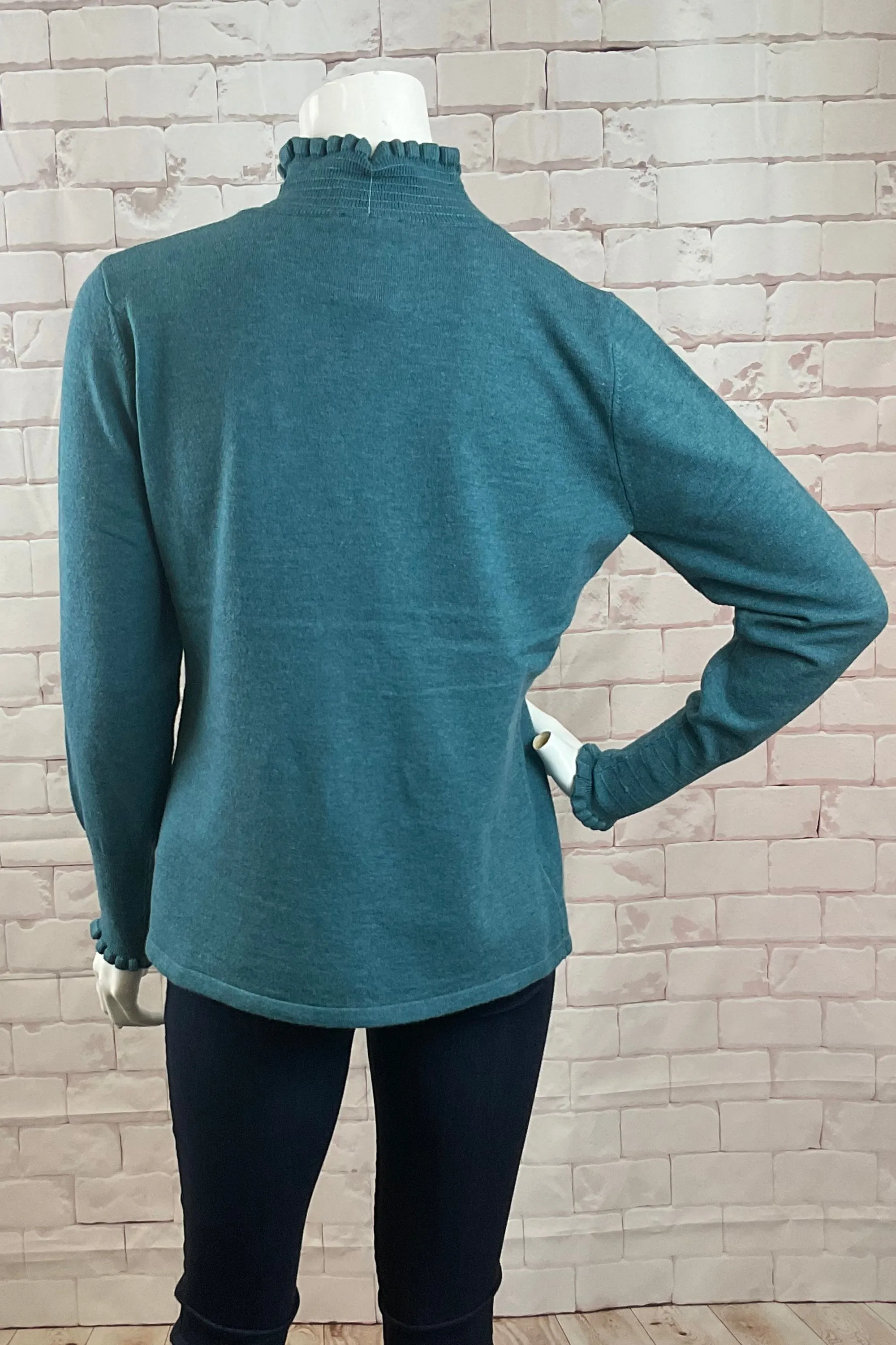 LS SHIRRED MOCK NECK TOP