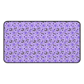 Magical Kawaii Spooky Bats Purple Desk Mat