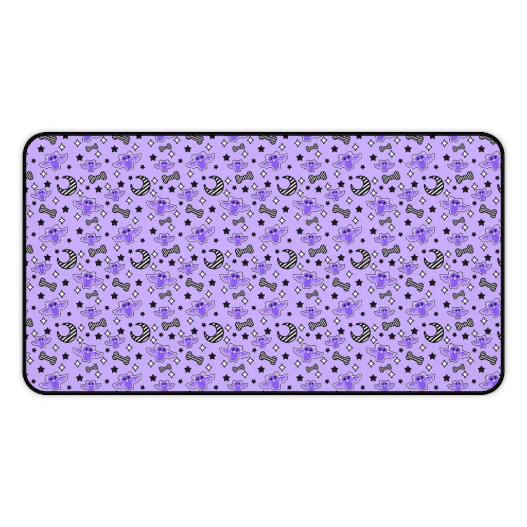 Magical Kawaii Spooky Bats Purple Desk Mat