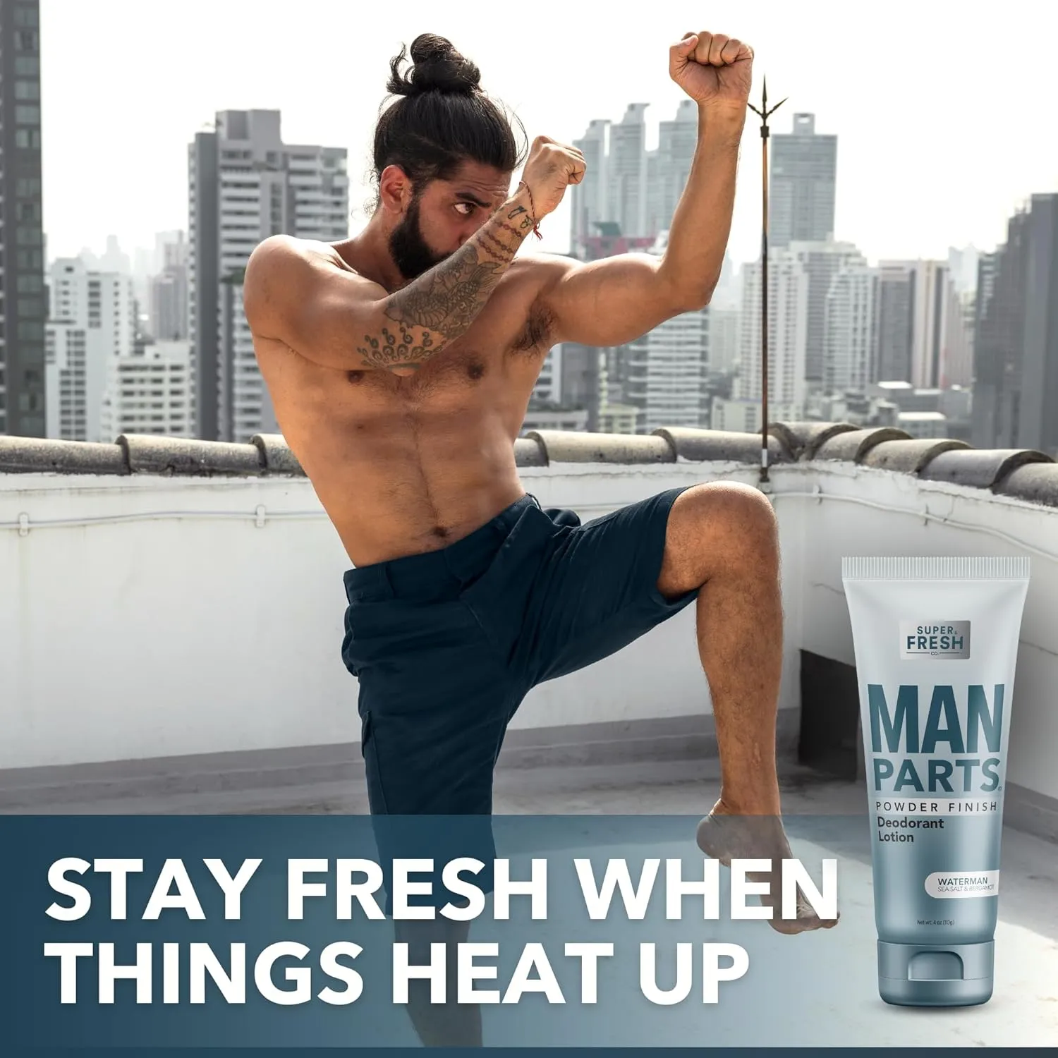 Man Parts - Deodorant for Men - POWDER LOTION - Men's Hygiene Cream for Groin, Butt, & Body - Fresh Control Odor, Anti Chafing, Stop Itch, Absorb Sweat - Aluminum Free - 4 oz Tube