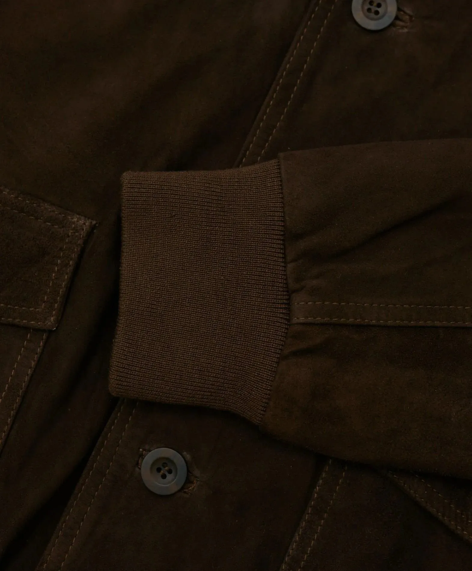 MCKINNON Suede Leather Button Bomber Jacket BROWN