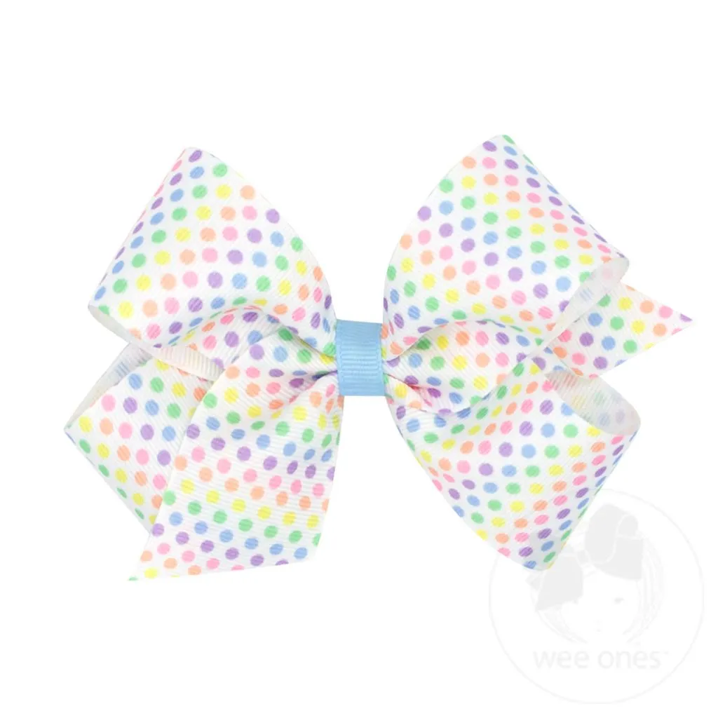 Medium Grosgrain Pastel Print Hair Bow