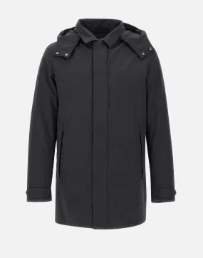 Men's Black Parka with Removable Hood