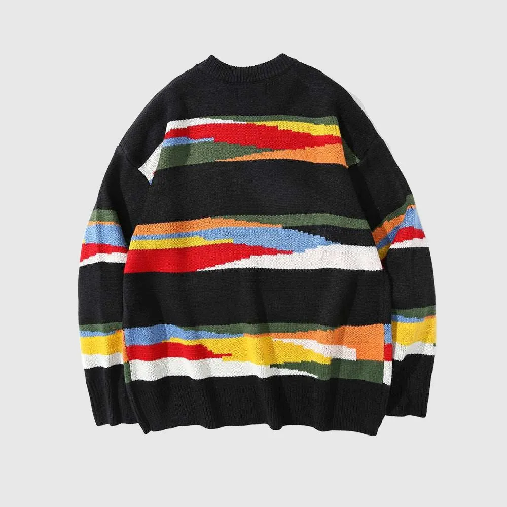 Men's Contrast Color Striped Knitted Jumper