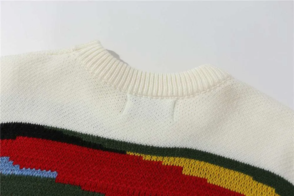 Men's Contrast Color Striped Knitted Jumper