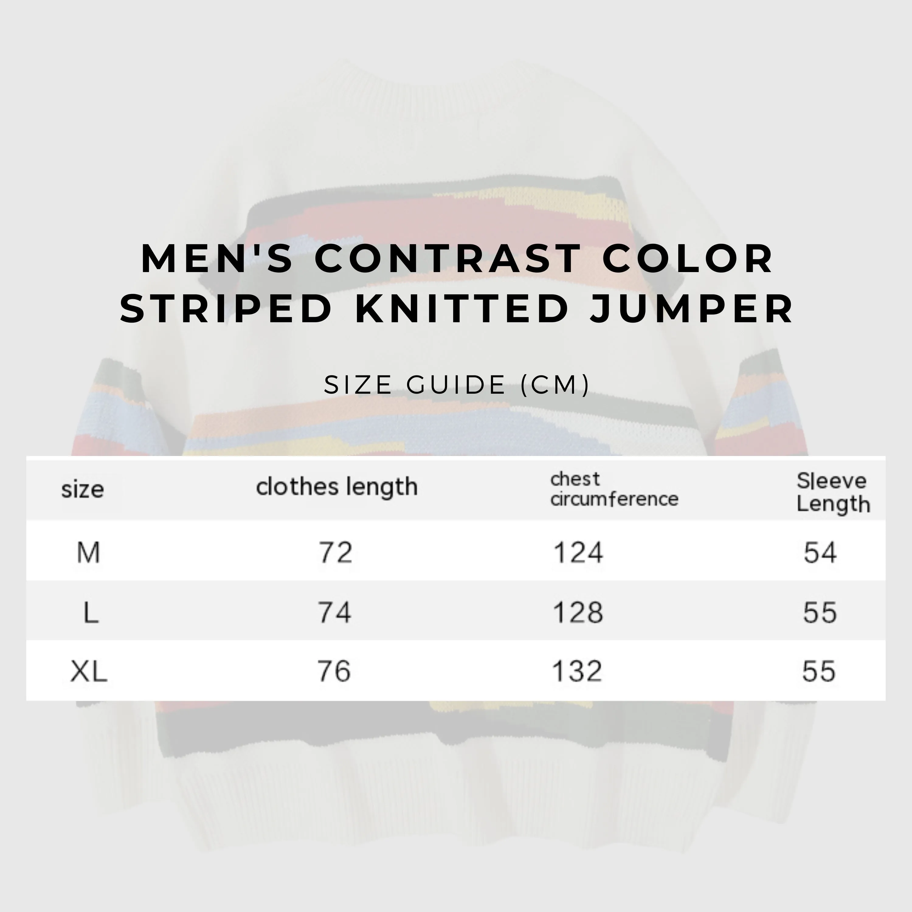 Men's Contrast Color Striped Knitted Jumper