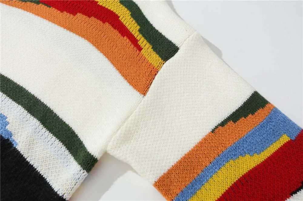 Men's Contrast Color Striped Knitted Jumper