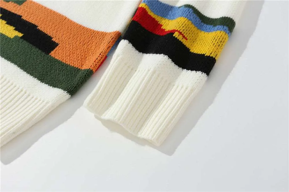 Men's Contrast Color Striped Knitted Jumper