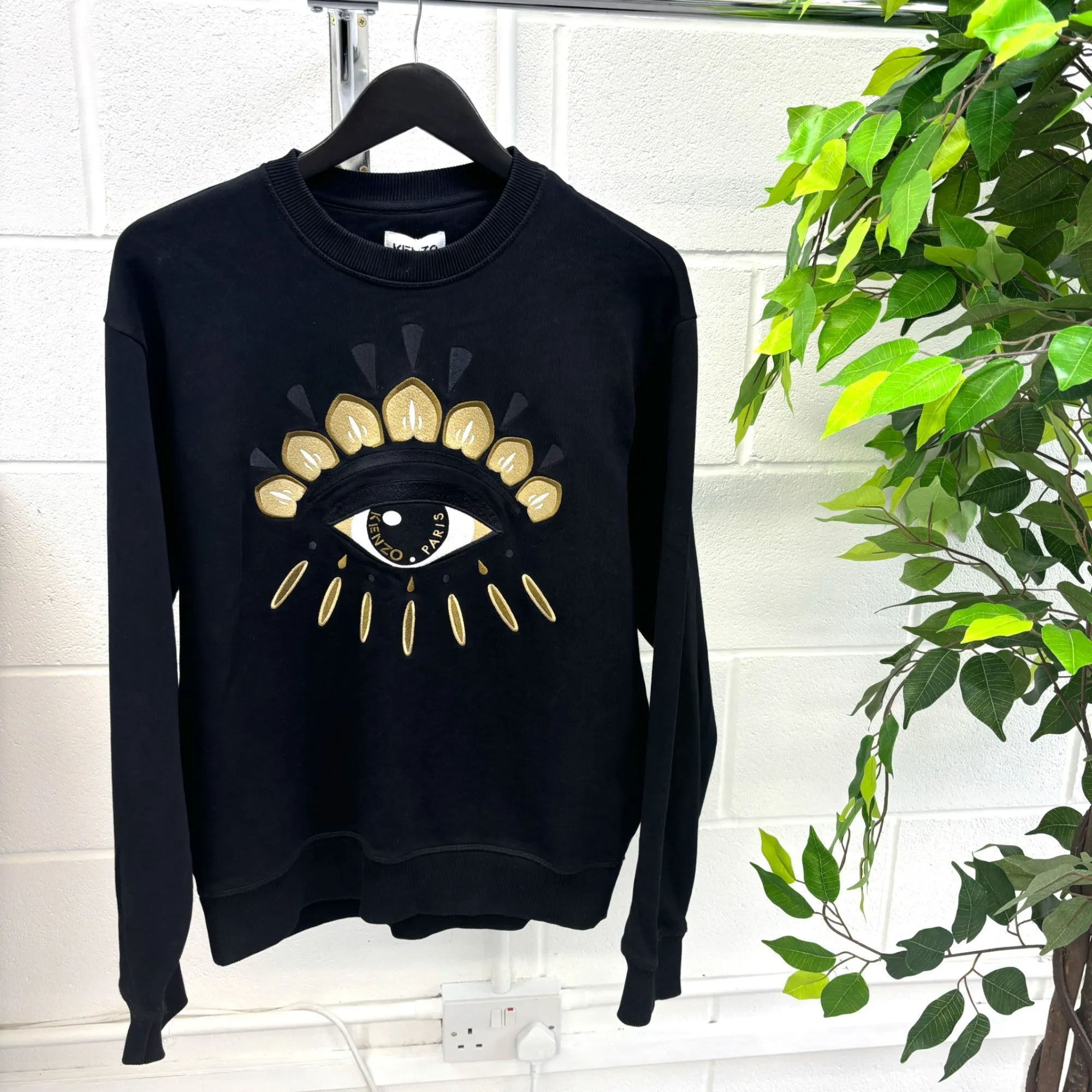 Men's Embroidered Eye Jumper Black Size M