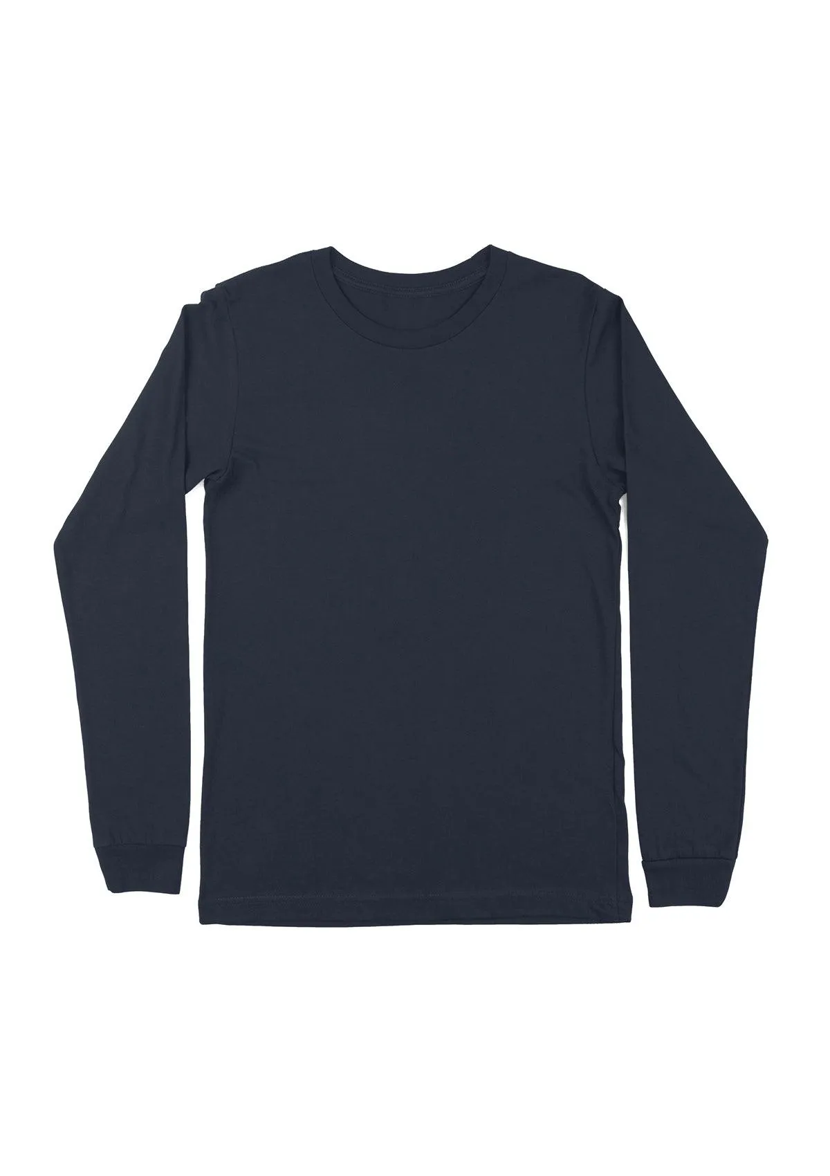 Mens T-Shirt Long Sleeve Crew Neck Navy Blue