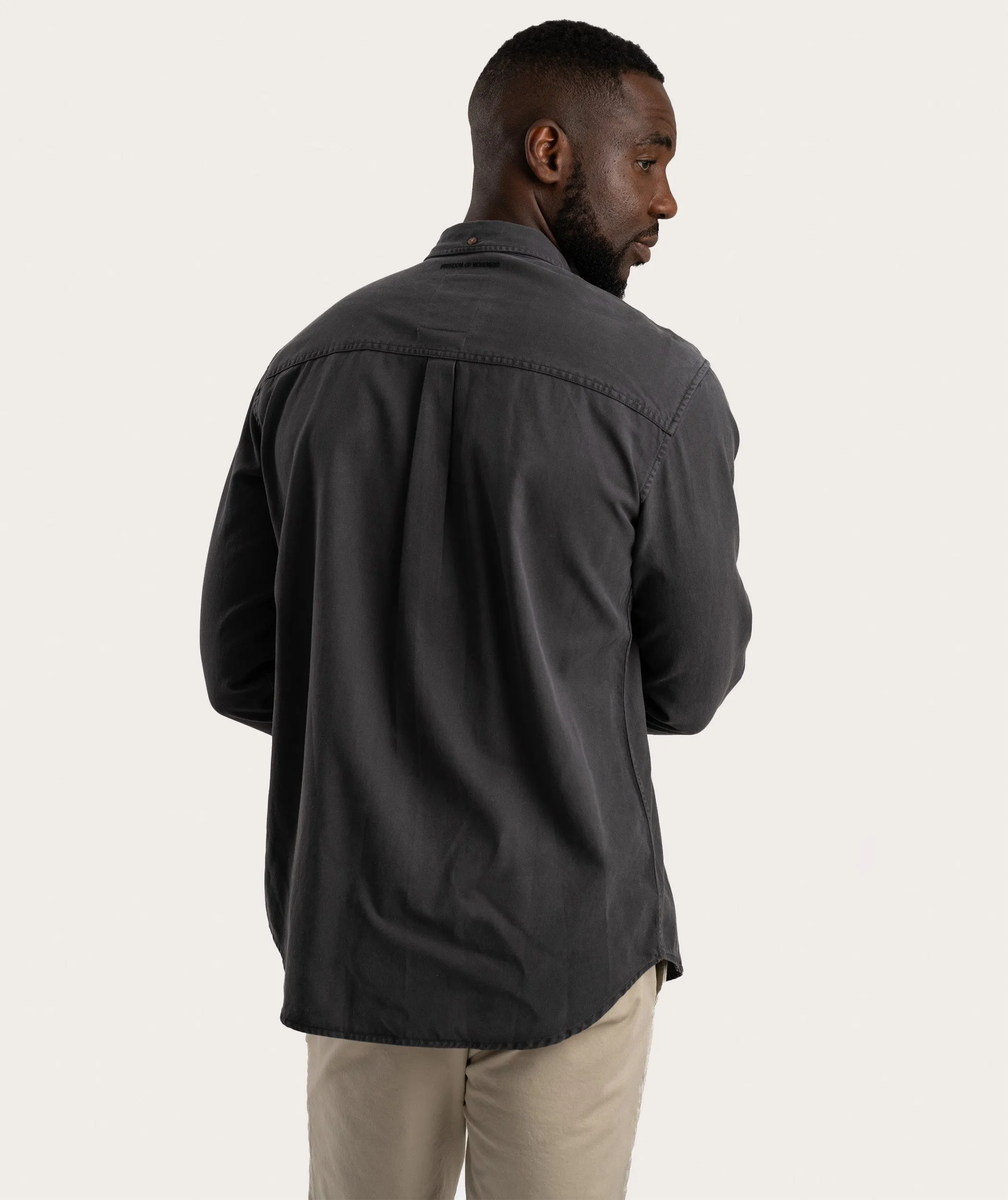 Mens Tencel Long Sleeve Shirt - Charcoal