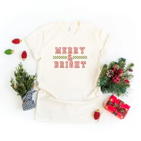 Merry and Bright Checkered | Short Sleeve Crew Neck