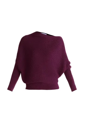 Midnight Plum Draped Knitted Jumper