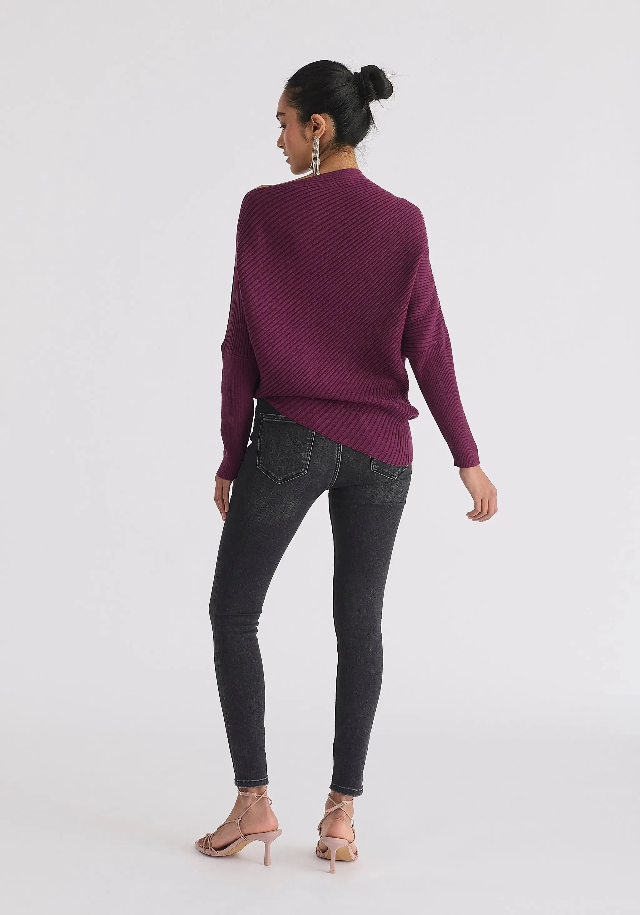 Midnight Plum Draped Knitted Jumper