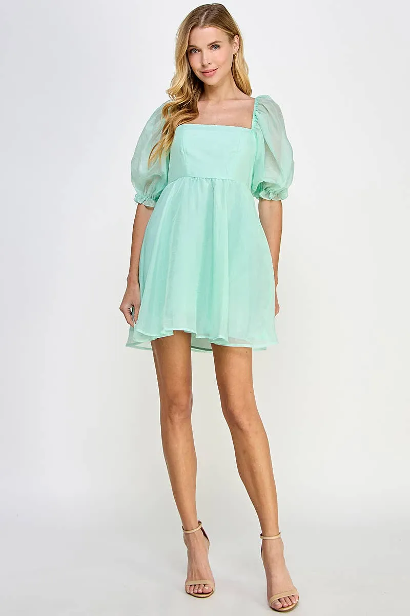 Mint Babydoll Mini Dress