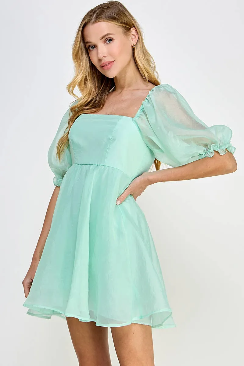 Mint Babydoll Mini Dress