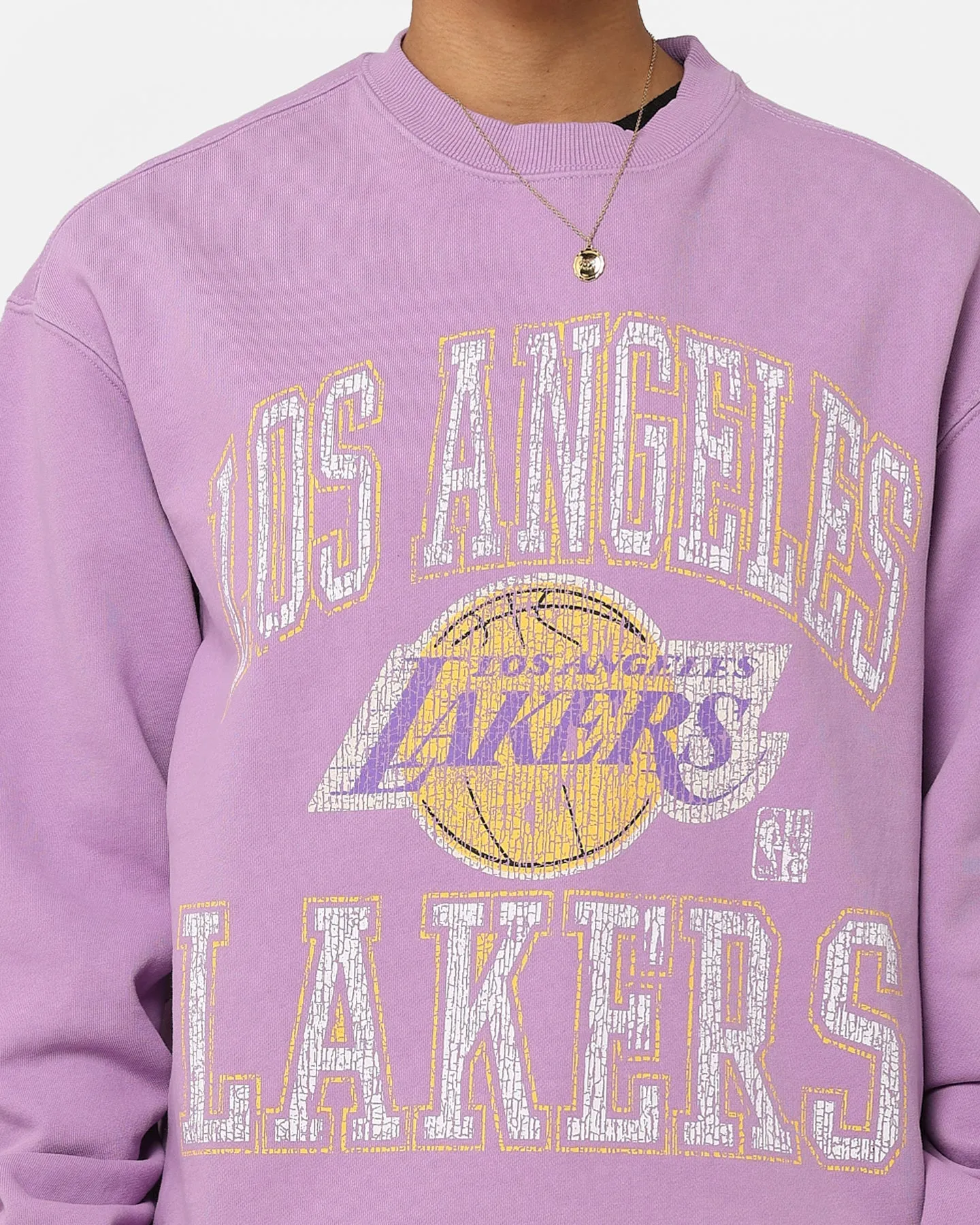 Mitchell & Ness Women's Los Angeles Lakers Arch Logo Crewneck Faded Purple