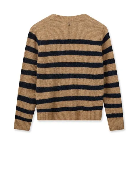 Mos Mosh Thora Stripe Crewneck Jumper-Tannin-165660