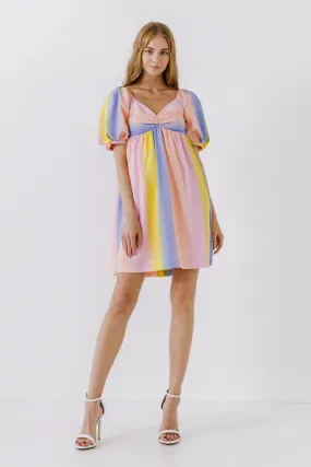 Multi Color Stripe Babydoll Dress